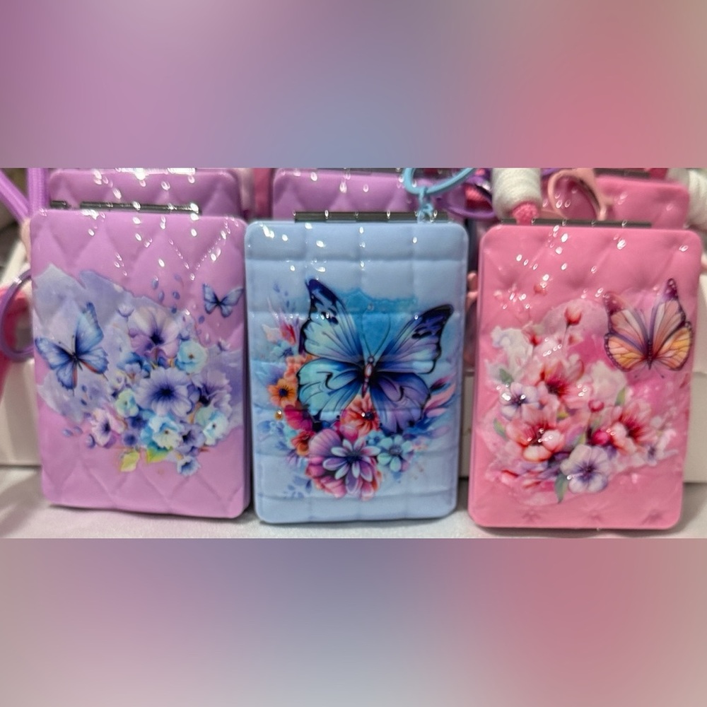 Set of 3 butterfly mirrors all assorted colors